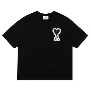 2024ss autumn love embroidered T-shirt - XL, Black