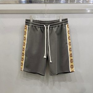 Retro letter webbing patchwork shorts - S, Grey
