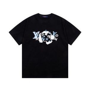 Irregular pattern printed T-shirt - S, Black