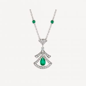 [Lucas Jewelry]DREAM NECKLACE MALACHITE DIAMOND SILVER