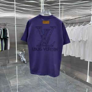 Embroidered crew neck T-shirt - XL, Purple