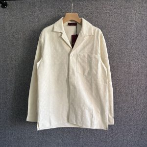 Linen Print Blend Shirt - M, White