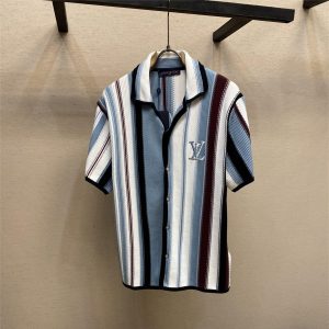 Striped Crochet Polo Shirt - XL