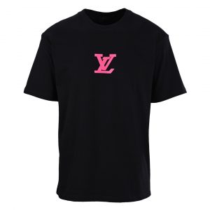 Flocked print short-sleeved T-shirt - XS, Black