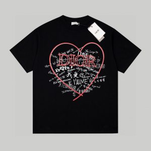 Heart I Love You Printed T-Shirt - S, Black