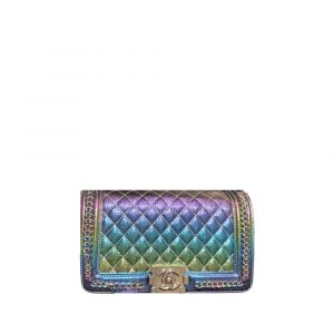 Chanel Boy Beauty Chain Around Bag Silver Tone Hardware Gradient Multicolor 26Cm