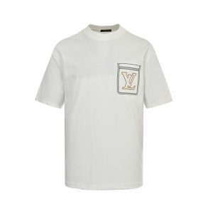 Line pocket embroidery T-shirt - M, White