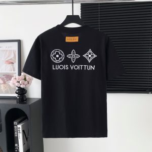 2025ss embroidered letter short sleeves - M, Black