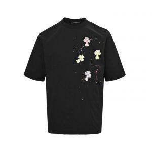 Graffiti cross patch embroidered washed short sleeves - S, Black