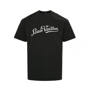 Front and back lettering suede T-shirt - S, Black