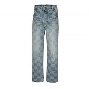 1V25ss checkerboard straight jeans - XL