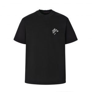 Pin-knit short-sleeved T-shirt - M, Black