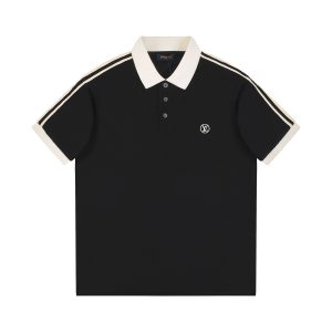 2025ss cotton lapel polo shirt - XL, Black
