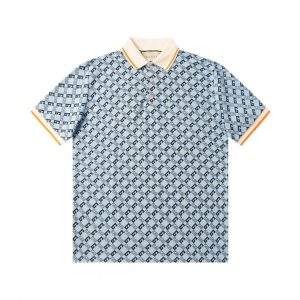 Pique Printed Lettering Polo Shirt Short Sleeves - L