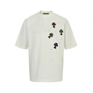 Graffiti cross patch embroidered washed short sleeves - L, White