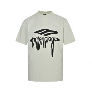 Melting Letters Print Short Sleeve T-Shirt - S, White