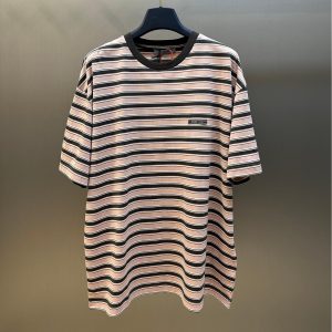 Label striped short sleeves - S