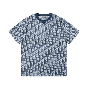 Knitted Jacquard Graphic T-shirt - Blue, M