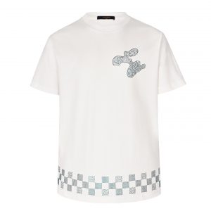 Checkerboard hem rhinestone T-shirt