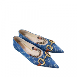 Gucci Gg Denim Series Women's Horsebit Flat Ballet Shoes - 36 Eu 5 Us 23 5 Cm 9 2 In