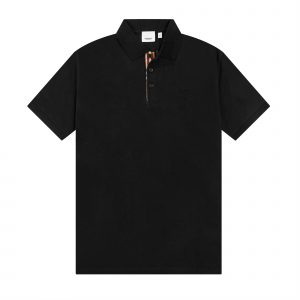 Classic Letter Embroidery Patchwork Polo - L, Black