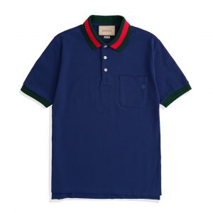 New cotton knitted polo shirt - S, Blue