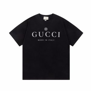 Simple lettering cotton T-shirt - M, Black