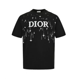 Letter Shooting Star Print T-shirt - S, Black