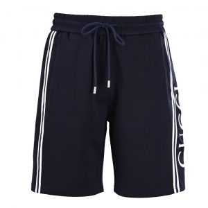 Side webbing colorblock embroidered shorts - S, Dark Blue