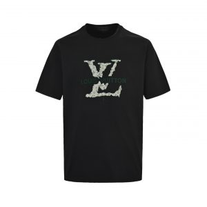 Flocked lettering T-shirt - L, Black