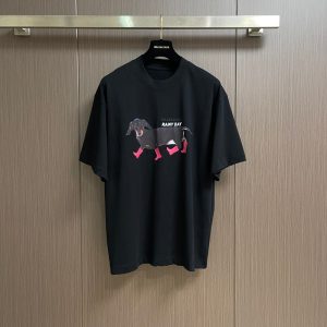 Cartoon Series Printed Short Sleeve T-Shirt - XXL, Black