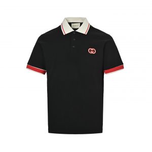 Polo shirt with sleeve and chest embroidery - S, Black