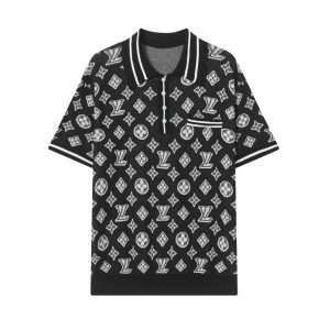 Jacquard knitted T-shirt - S, Black