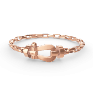 [Lucas Jewelry]FORCE LARGE HORSESHOE CLASP  METAL BRACELET - Rose Gold No Diamond-Horseshoe buckle, 18