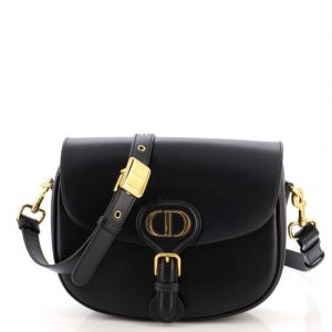 Christian Dior Calfskin Cannage Caro Pouch With Chain Black