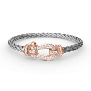 [Lucas Jewelry]FORCE LARGE HORSESHOE FULL DIAMOND BRACELET ROSE GOLD - 1. Silver wire rope, 21