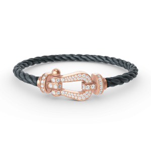 [Lucas Jewelry]FORCE LARGE HORSESHOE FULL DIAMOND BRACELET ROSE GOLD - 3. Storm gray nylon rope, 20