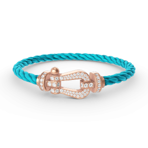 [Lucas Jewelry]FORCE LARGE HORSESHOE FULL DIAMOND BRACELET ROSE GOLD - 6. Sky blue wire rope, 17