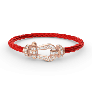 [Lucas Jewelry]FORCE LARGE HORSESHOE FULL DIAMOND BRACELET ROSE GOLD - 9. Red nylon rope, 21