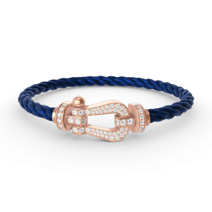 [Lucas Jewelry]FORCE LARGE HORSESHOE FULL DIAMOND BRACELET ROSE GOLD - 10. Deep sea blue nylon rope, 21