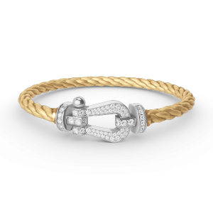 [Lucas Jewelry]FORCE LARGE HORSESHOE FULL DIAMOND BRACELET SILVER - 2. Golden wire rope, 18