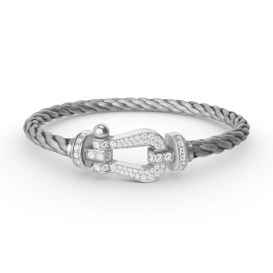 [Lucas Jewelry]FORCE LARGE HORSESHOE FULL DIAMOND BRACELET SILVER - 11. Pink nylon rope, 20