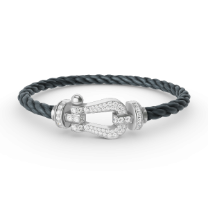 [Lucas Jewelry]FORCE LARGE HORSESHOE FULL DIAMOND BRACELET SILVER - 3. Storm gray nylon rope, 19