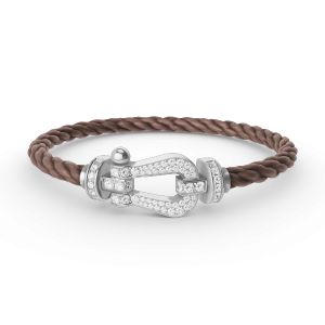 [Lucas Jewelry]FORCE LARGE HORSESHOE FULL DIAMOND BRACELET SILVER - 4. Brown wire rope, 17