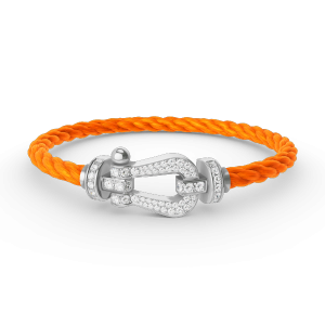 [Lucas Jewelry]FORCE LARGE HORSESHOE FULL DIAMOND BRACELET SILVER - 5. Orange nylon rope, 17