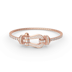 [Lucas Jewelry]FORCE  LARGE HORSESHOE FULL DIAMOND TENNIS BRACELET - Rose Gold, 17.5