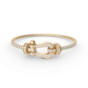 [Lucas Jewelry]FORCE  LARGE HORSESHOE FULL DIAMOND TENNIS BRACELET - Gold, 19.5