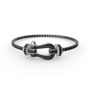 [Lucas Jewelry]FORCE  LARGE HORSESHOE FULL DIAMOND TENNIS BRACELET - Black, 17.5